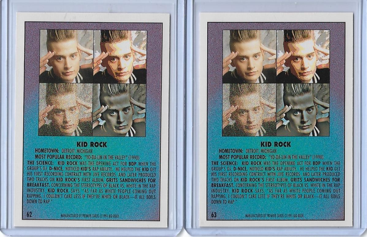 1991 RAP PACK BOTH KID ROCK TRADING CARDS ~ COWBOY BABY