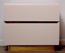 ALTAVISTA LANE Post Modern Cream / Off White and Brass 2 Drawer Nightstand Chest