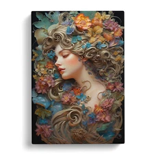 Floral Art Nouveau Art Canvas Wall Art Print Framed Picture Decor Living Room