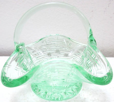 pressed glass basket Vintage Pressed Glass Mini Basket with Diamond Pattern