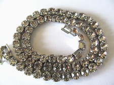 NEW SILVER PLATED w/FACETED CUBIC CRYSTALS CHOKER TENNIS SILIVER PLATED NECKLACE