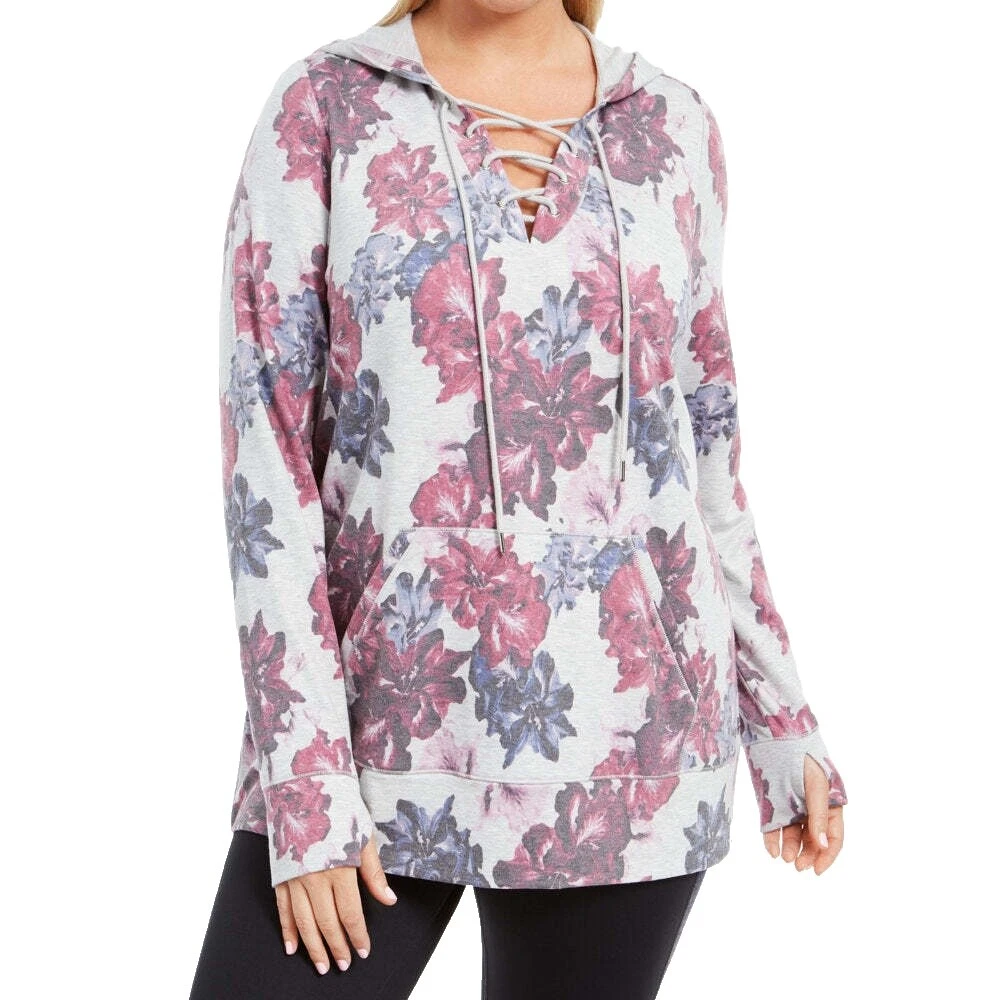 Rayon Long Sleeve Floral Hoodies & Sweatshirts for Women