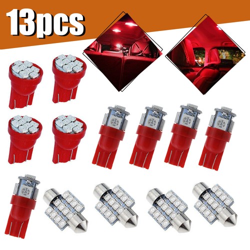 13× Red LED Lights Interior Package Kit For Car Dome License Plate Lamps Bulbs - Picture 13 of 14