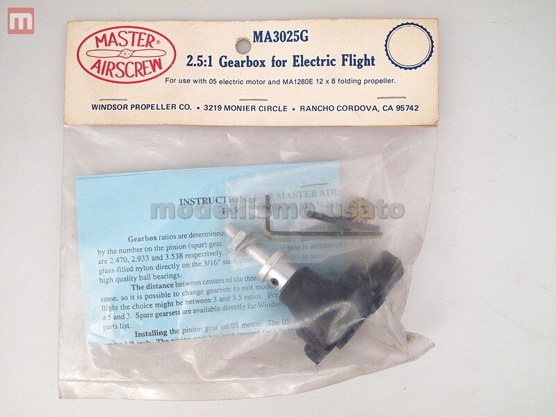 Master Airscrew MA3025G 2.5:1 Gearbox for Electric Flight Vintage modellismo