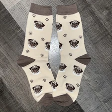 PET LOVERS UNISEX DOG LOVERS BEIGE PUG NOVELTY DESIGN SOCKS SOCK DADDY