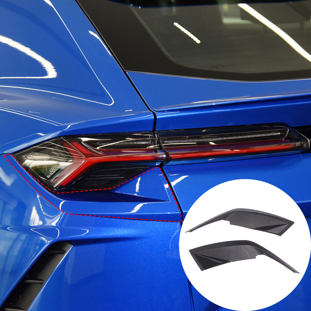 Real Carbon Fiber Rear Tail Light Lamp Cover Trim For Lamborghini URUS 2018-2023