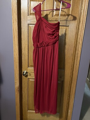 David’s Bridal Long Mesh Apple Red Formal Bridesmaid Dress Size 16 NWT 