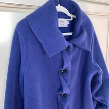 Janska Womens Large Fleece Jacket Coat Shawl Collar Button Front Blue