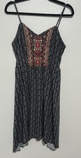 Maurices Size Medium Bohemian Tribal Tank Spaghetti Strap Dress Black