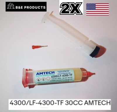 2PC GENUINE AMTECH!! 4300/LF-4300-TF Water Washable Tacky Flux 30cc  REL0 
