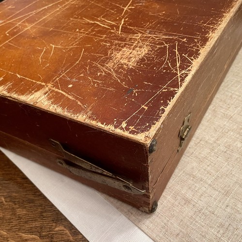 Vintage Wooden Artist Painters Palette Case Travel Box Dovetail Briefcase 17x13 - Picture 24 of 24