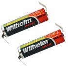2 x Lithium Ionen Akku Wilhelm 3,7 V LÖTFAHNE Z Form 800 mAh Typ 14500 Li Ion AA