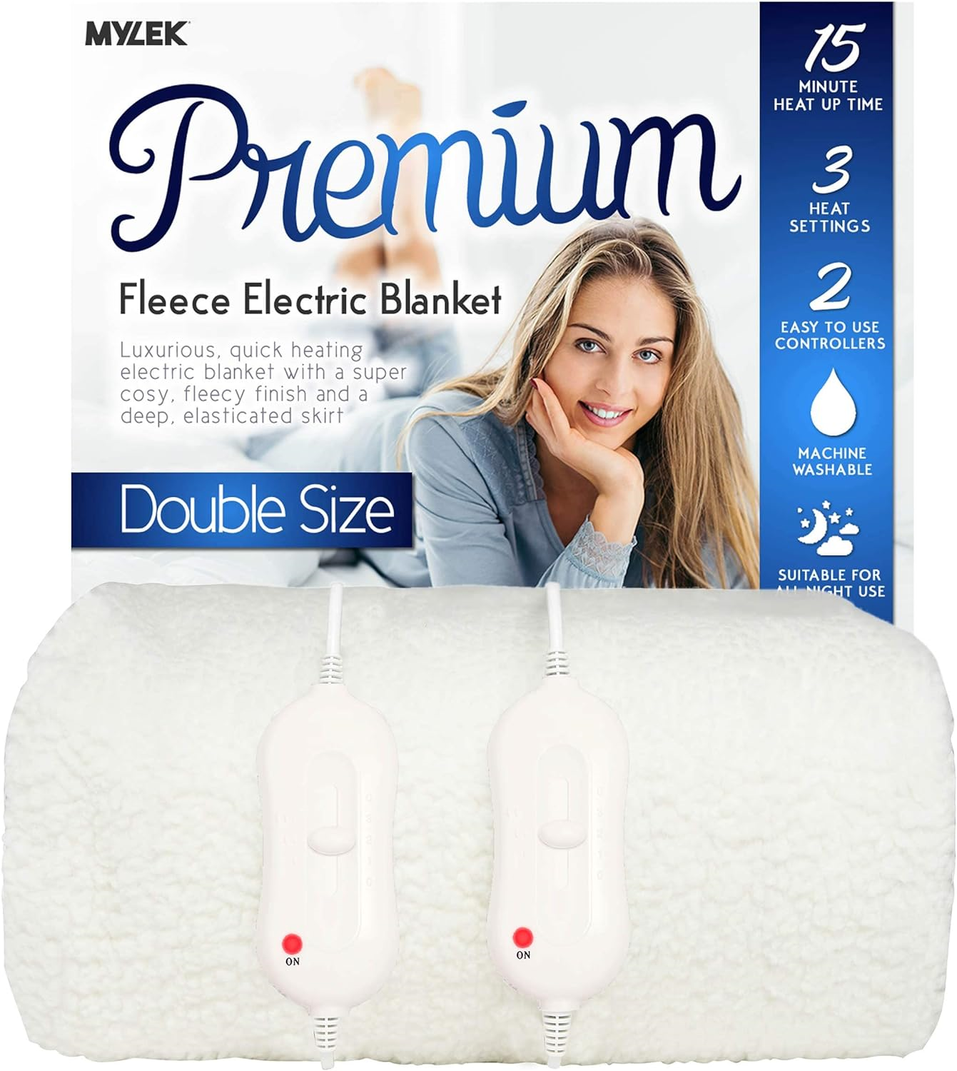 Mylek Electric Blanket Double Bed Premium Fleece Fully Fitted Heated  Mattress - | eBay