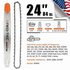 24" Guide Bar and FULL CHISEL Chain 3/8'' 0.058" 84DL fits For Husqvarna 372XP