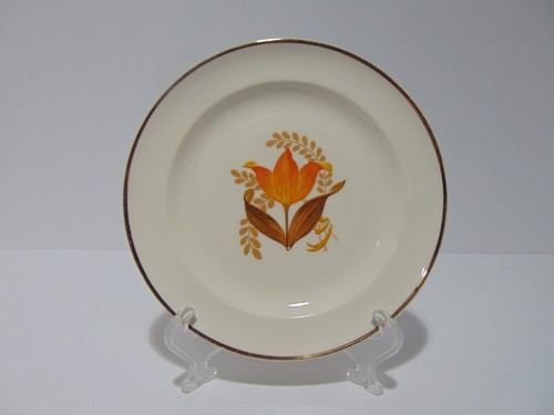 Bakerite Oven-Tested Orange Tulip 22 K Gold Bread Plate (E)