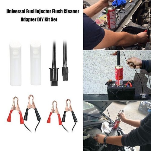 Universal Fuel Injector Flush Cleaner Adapter DIY Kit Car Cleaning Tool & Nozzle - Foto 3 di 4