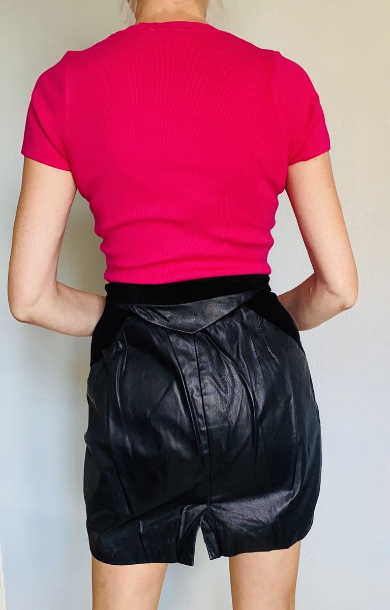 Jupe En Cuir D'agneau Noir BA§SH - Taille 34 (équivalent 0) - Style Mini - Occasion Très Bon état