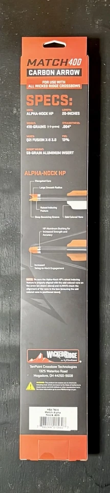 Wicked Ridge By Ten Point Match 400 20 Inch Carbon Arrows .004 6 Pack New - Image 2 of 3
