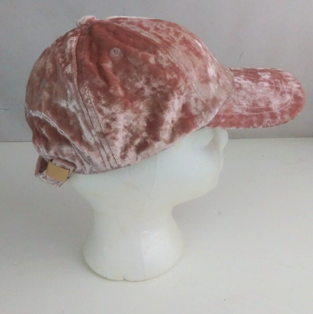 Women's Solid Pink Velvet Adjustable Baseball Cap - image 5