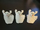 Vintage Halloween Resin White Happy Ghost Napkin Rings Holders Lot Of 3 Decor