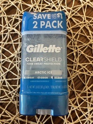 Gillette 2-PACK Clearshield Antiperspirant Clear Gel Arctic Ice 2-3.8oz each NEW