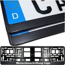 2 Kennzeichenhalter CARBON mit Wunschtext Beschriftung Werbung bedruckt