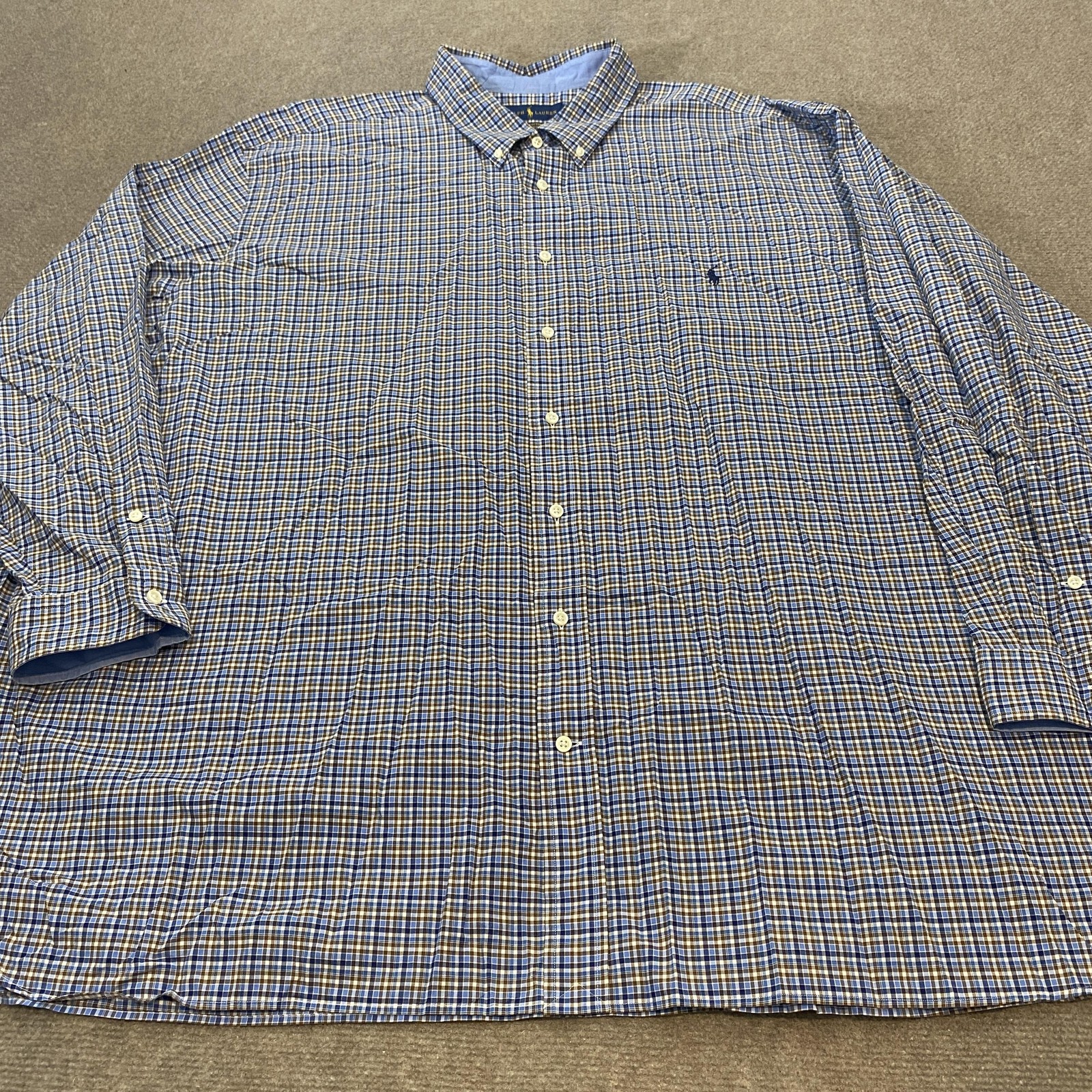 Ralph Lauren Shirt Mens 4XB Plaid Button Down Stretch Classic Casual Big Tall