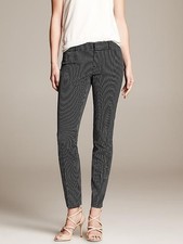 Banana Republic Sloan Curvy Fit Slim Mid Waist Ankle Pant Trouser Black White 2