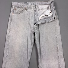 Vintage Levis 501 Jeans Men 32x34 Gray 90s Made USA Faded Denim Pants Tag33x36 