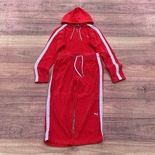 Vintage Y2K Puma Track Suit Hooded Jacket  Pants Set Women  s Small Red Velour