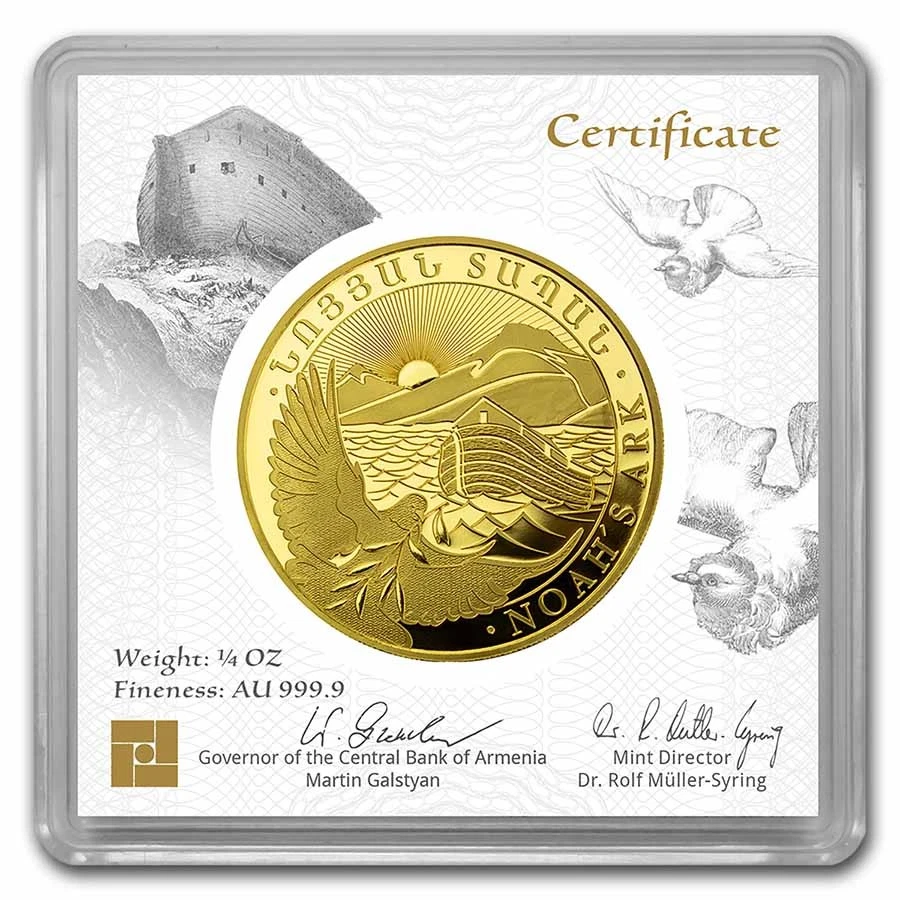 2022 Armenia 1/4 oz Gold 10,000 Dram Noah's Ark BU - Image 4 of 4