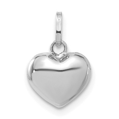 14k Weißgold 3-D gepufft Herzform Valentinstag Geschenk Anhänger