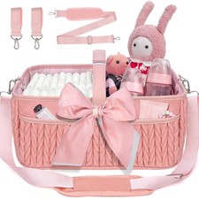 Baby Diaper Caddy Organizer - Large diaper basket with Adjustable Shoulder St...