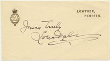 Hugh LOWTHER, 5th Earl of Lonsdale / Signed Calling Card