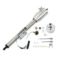 28 Stainless Tilt Manual Floor Shift Steering Column W Adapter Ignition Key