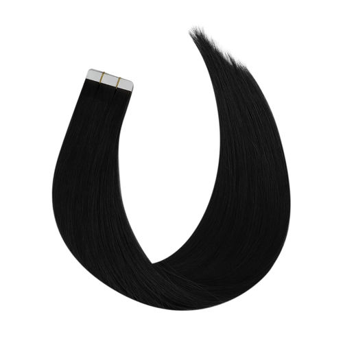 Nastro Vergine in Extension Capelli Colore 1 Jet Nero Nastri Extension 14 Pollici Remy H - Foto 9 di 12