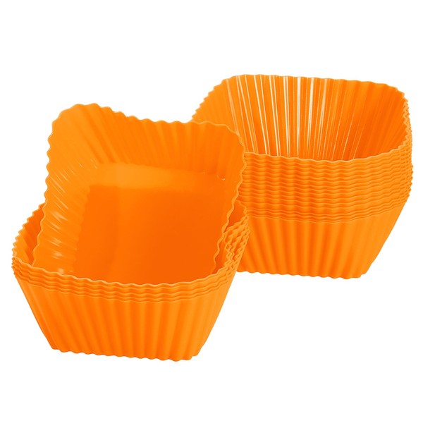 18 StüCk BackföRmchen FüR Cupcakes,Quadratische MuffinföRmchen,7Cm,Orange-image