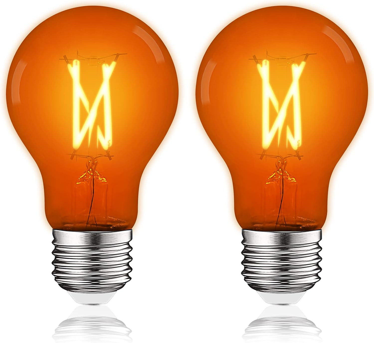 A19 Edison LED Orange Light Bulb, 4.5W (60W Equivalent), Colored Glass Filame...