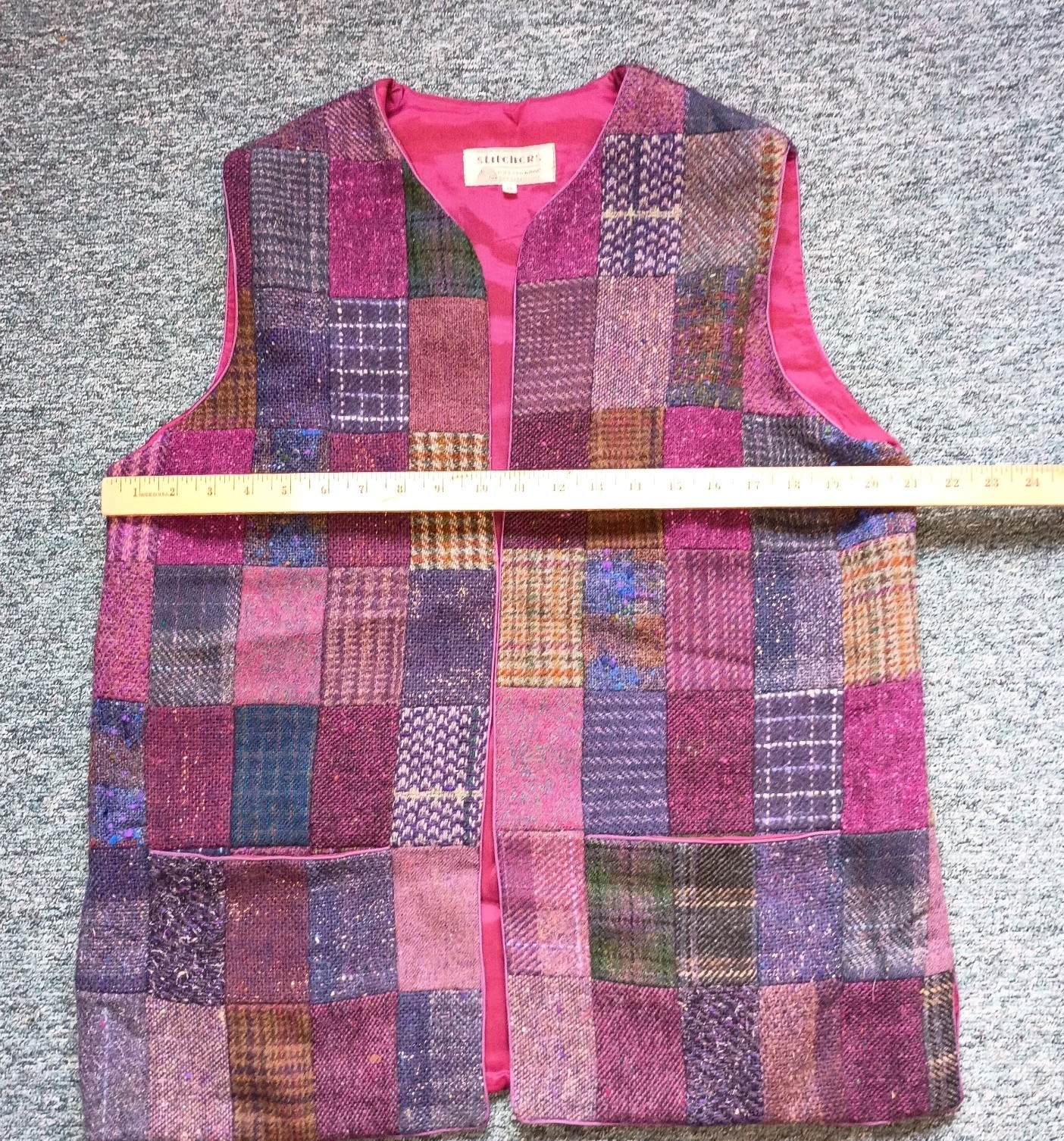 Stitches Vintage Pure Wool Patchwork Vest Made In… - image 6