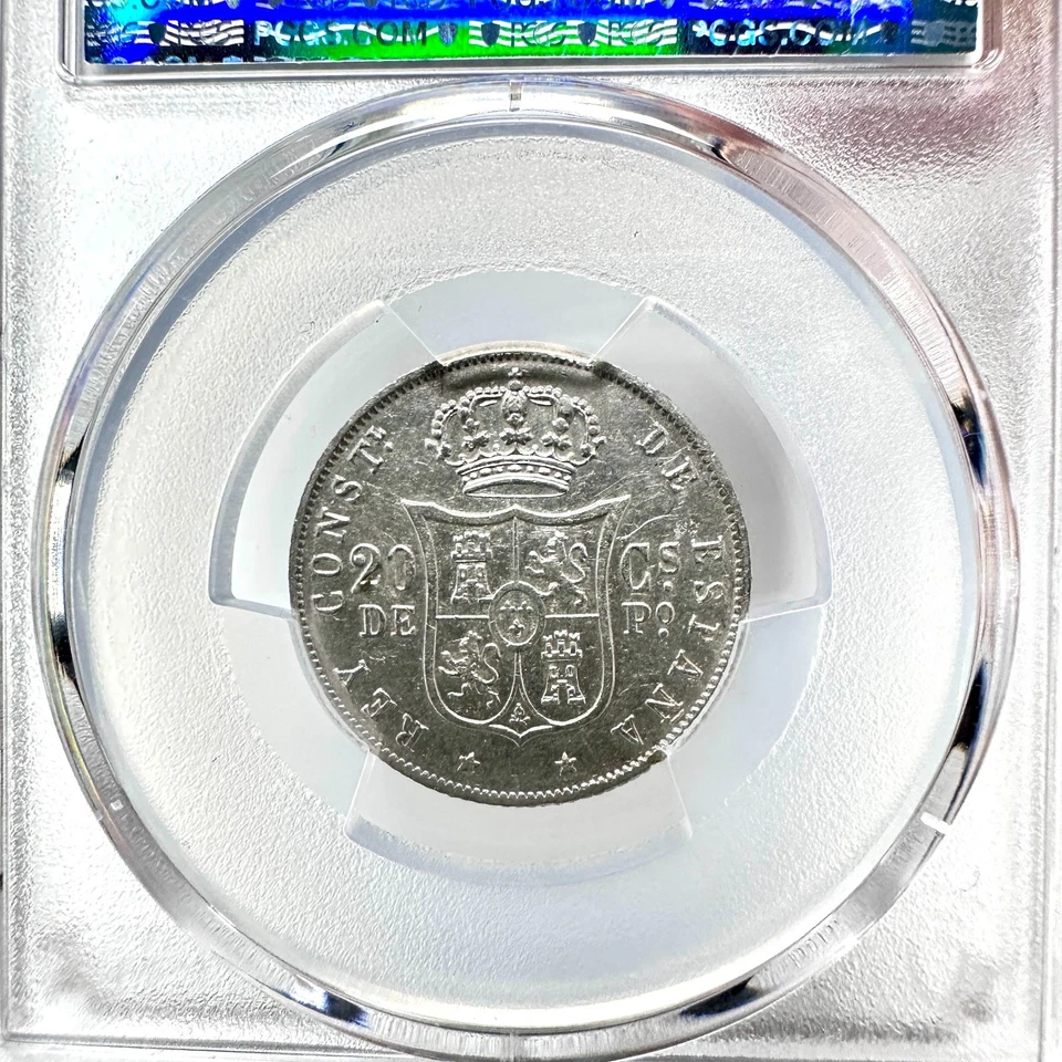 1885 SPANISH PHILIPPINES 20 CENTIMOS -SILVER COIN AU PCGS Det KM 149 Best seller - Image 4 of 4