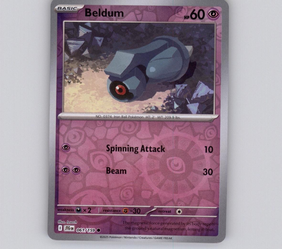 Beldum 061/159 Reverse Holo C Journey Together NM Pokemon
