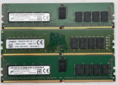 MIXED LOT OF (3) 16GB 2RX8 PC4-2400T DDR4 MEMORY RAM