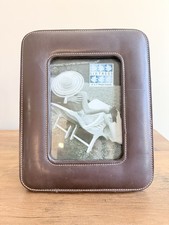 SixTrees Picture Frame Brown Faux Leather For A 5x7 Photo Rounded Corners