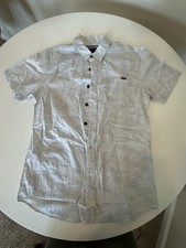 Zoo York Men s Button Down Dress Shirt White And Grey Striped Size Medium