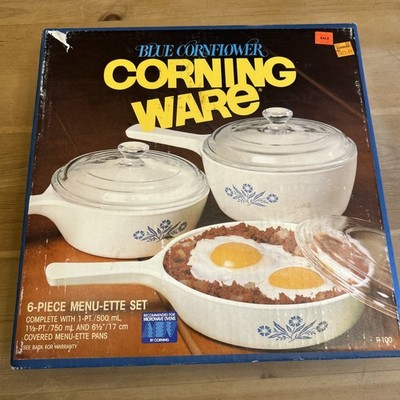 CorningWare Blue Cornflower 6-Piece Casserole Set P-100 With Lid & Handle