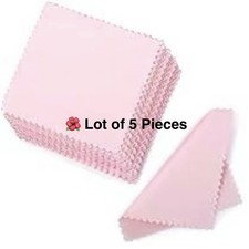 5Pcs Microfiber Jewelry Cleaning  Polishing Tarnish Cloths, Sterling, Gold, Etc