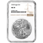2020 $1 American Silver Eagle NGC MS70 Brown Label