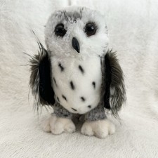 Douglas Crescent Silver Owl Realistic Plush Stuffed Animal Gray White Owl 3837