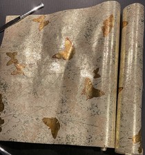 VTG Rolls 60s Textured Wallpaper Metallic Gol...