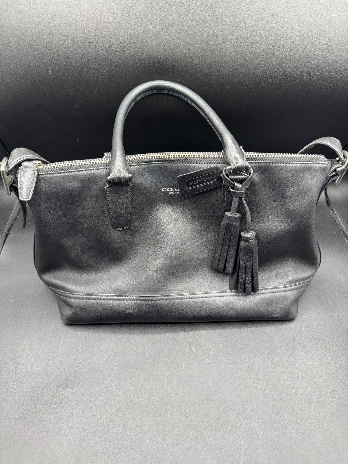 COACH Legacy Molly Satchel Tote Bag Black Leather/ Tassels ~ G1269-21132